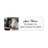 Two Horses on a Snowy Farm | Personalized Etiket (Voorkant)