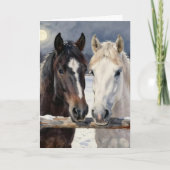 Two Horses on a Snowy Farm | Thinking About You Kaart (Voorkant)