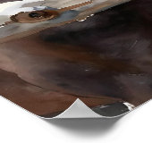 Two Horses on a Snowy Farm Under the Moon Poster (Hoek)