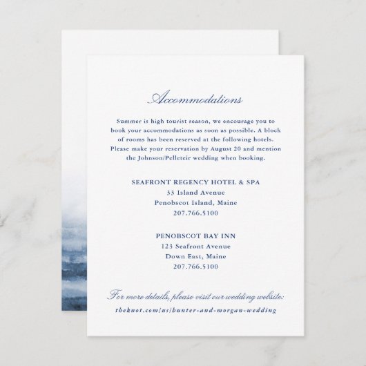 Two Hotels Wedding Insert Card - Penobscot Informatiekaartje (Voorkant / Achterkant)