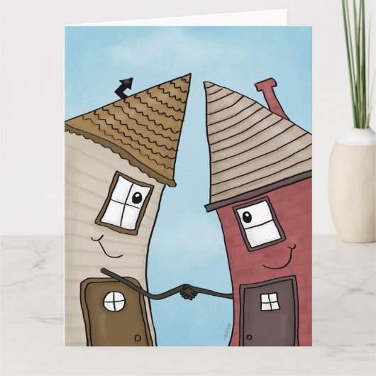 Two Huizen Schudden Handen Onroerend Goed Kaart (Voorkant)