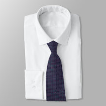 Two images of a dark blue tie against a white back