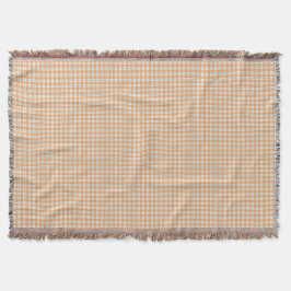 Two images of a woven blanket featuring a beige  deken