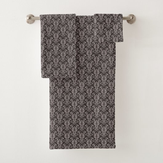Two images of dark gray towels bad handdoek