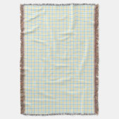 Two images show a woven throw blanket  deken (Voorkant Verticaal)