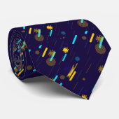 Two images showing the front and back of a navy  stropdas (Opgerold)