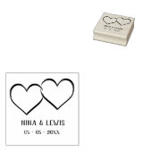 Two Intertwined Hearts Names & Date for Wedding Rubberstempel (Gestempeld)