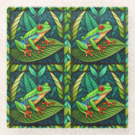 Two intricately designed panels feature vibrant  glazen onderzetter