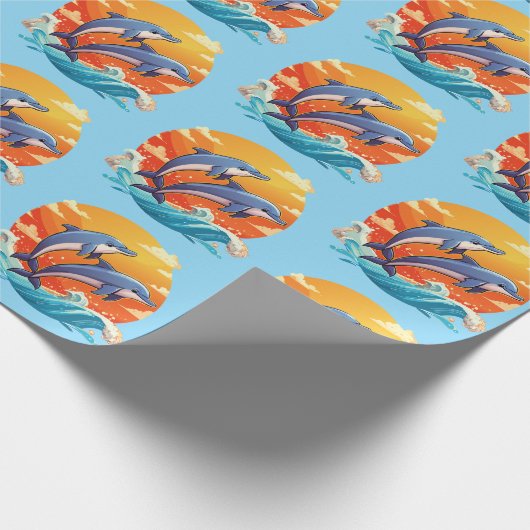 Two jumping cartoon dolphin cadeaupapier (Hoek)