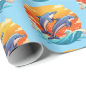 Two jumping cartoon dolphin cadeaupapier (Rol Hoek)