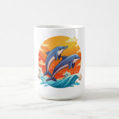 Two jumping cartoon dolphin koffiemok (Center)