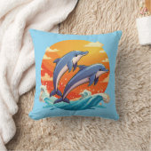 Two jumping cartoon dolphin kussen (Deken)