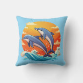 Two jumping cartoon dolphin kussen (Achterkant)