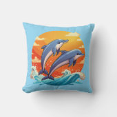 Two jumping cartoon dolphin kussen (Voorkant)