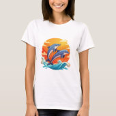 Two jumping cartoon dolphin t-shirt (Voorkant)