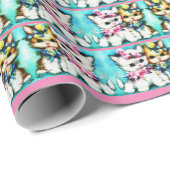 two kittens and lots of flowers cadeaupapier (Rol Hoek)