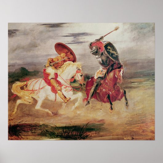 Two Knight Fighting in a Landscape, c.1824 Poster (Voorkant)