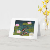 Two Koi Fish and Lotus Flower. Greeting Card. Kaart (Gele Bloem)