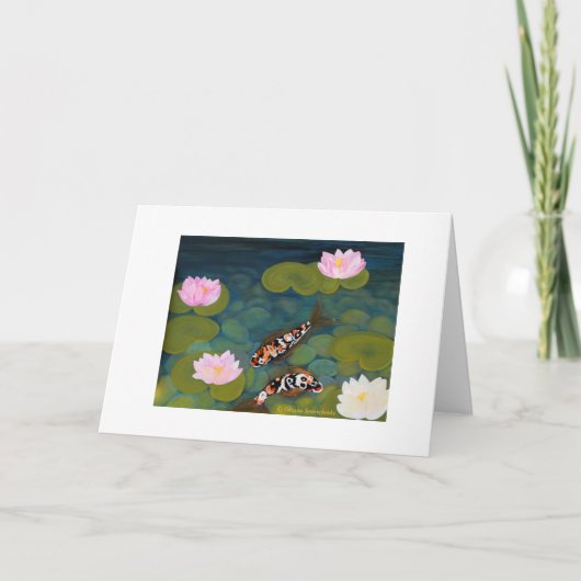 Two Koi Fish and Lotus Flower. Greeting Card. Kaart (Voorkant)