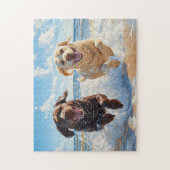 Two Labrador Retrievers on Beach Legpuzzel (Verticaal)