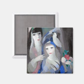 Two Lady en Dove, Marie Laurencin Magneet (Voorkant / Achterkant)