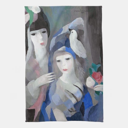 Two Lady en Dove, Marie Laurencin Theedoek (Verticaal)