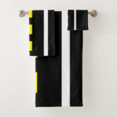Two Lane Road Bath Towels (Black, White & Yellow) Bad Handdoek (Insitu)