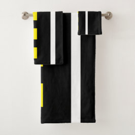 Two Lane Road Bath Towels (Black, White & Yellow) Bad Handdoek