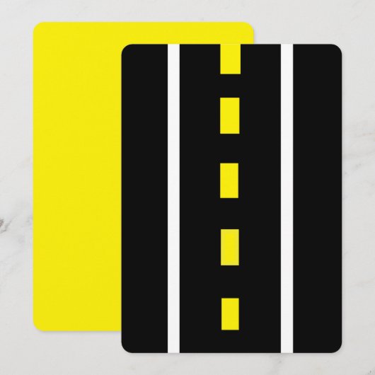Two Lane Road Wenskaart (zwart, wit & geel (Voorkant / Achterkant)