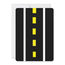 Two Lane Road Wenskaart (zwart, wit & geel