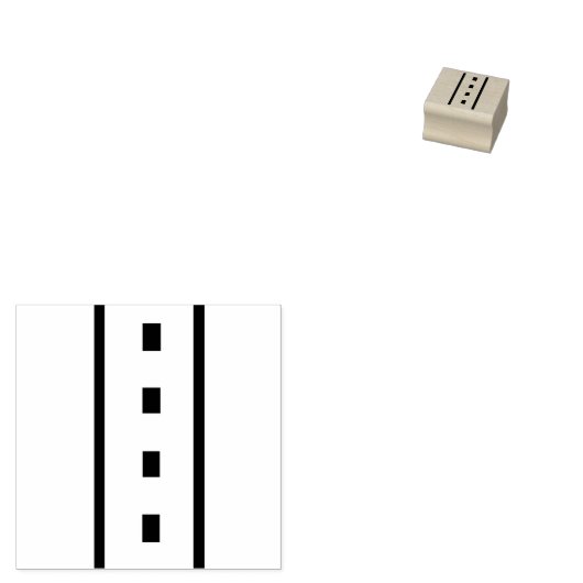 Two Lane Road Wood Stamp (zwart, wit & geel) Rubberstempel (Gestempeld)