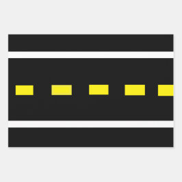 Two Lane Road Wrapping Papier (zwart, wit, geel Inpakpapier Vel