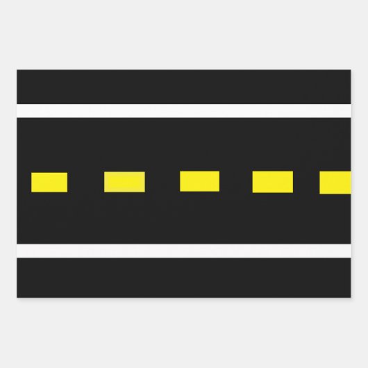 Two Lane Road Wrapping Papier (zwart, wit, geel Inpakpapier Vel (Voorkant)