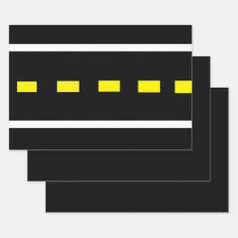 Two Lane Road Wrapping Papier (zwart, wit, geel Inpakpapier Vel