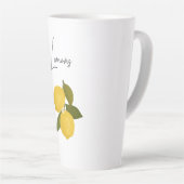 Two Lemons with Green Leaves | Fresh Citrus  Latte Mok (Rechterhoek)