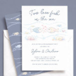 Two Less Fish in the Sea Engagement Invite Kaart<br><div class="desc">Celebrate the happy couple with this charming “Two Less Fish in the Sea” engagement party invitation. This sweet watercolor design features adorable fish swimming toward each other surrounded by soft ocean waves, bubbles, and delicate pastel sea details. The calming blue color palette and playful underwater theme make it perfect for...</div>