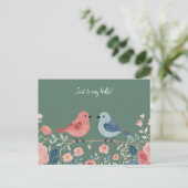 Two Little Birds and Flowers Briefkaart (Staand voorkant)
