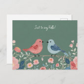 Two Little Birds and Flowers Briefkaart (Voorkant / Achterkant)