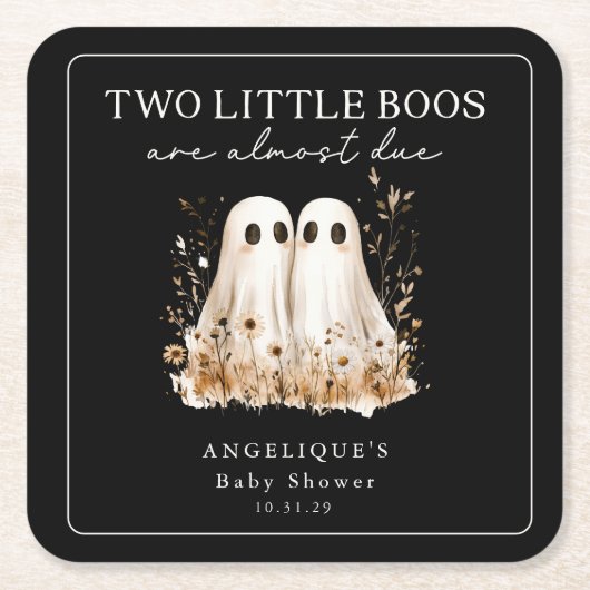 Two Little Boos Ghosts Wildflower Baby Shower  Kartonnen Onderzetters (Voorkant)