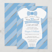 Two Little Feet Baby shower Invitation, Bow Stropd Kaart (Voorkant / Achterkant)