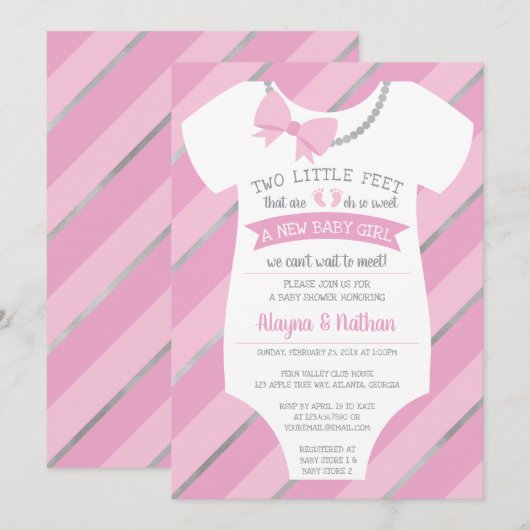 Two Little Feet Baby shower Kaart (Voorkant / Achterkant)