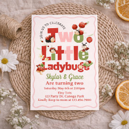 Two Little Ladybugs Birthday Invitation – Twins 2n Kaart