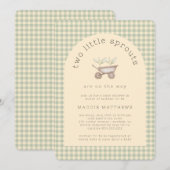 Two Little Sprouts are on the Way Baby Shower  Kaart (Voorkant / Achterkant)