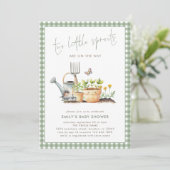 Two Little Sprouts Twins Sage Gingham Baby Shower  Kaart (Staand voorkant)