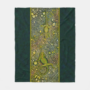 Two Lizard Face Off Fleece Deken