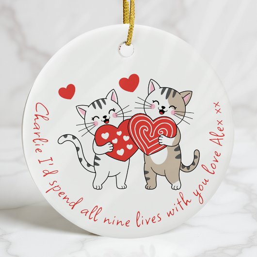 Two Love Cats Jubileum Valentijn Paar Keramisch Ornament