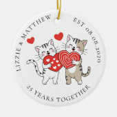 Two Love Cats Wedding Anniversary Photo Keramisch Ornament (Voorkant)