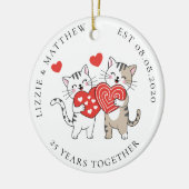 Two Love Cats Wedding Anniversary Photo Keramisch Ornament (Links)