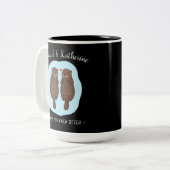 Two Lovely Cute Otters Custom Name Valentine's Day Tweekleurige Koffiemok (Voorkant links)