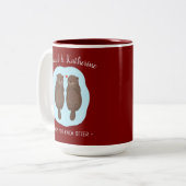 Two Lovely Cute Otters Custom Name Valentine's Day Tweekleurige Koffiemok (Voorkant links)